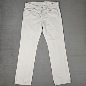 7 For All Mankind Standard Pants Mens 34x32 Gray Linen Blend Straight Leg